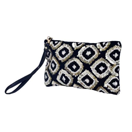 Black And White Beaded Indian Styled Clutch Purse